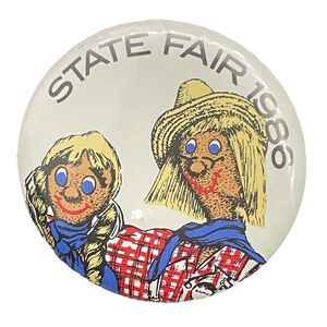 Vintage 1986 Alaska State Fair Pinback Button Scarecrow Graphics Palmer AK 2.25"